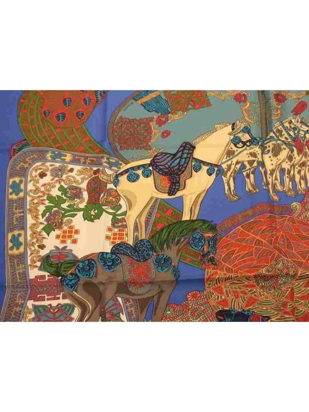 Hermes Scarf Carre 90 Step Art Des Steppes Silk Blue